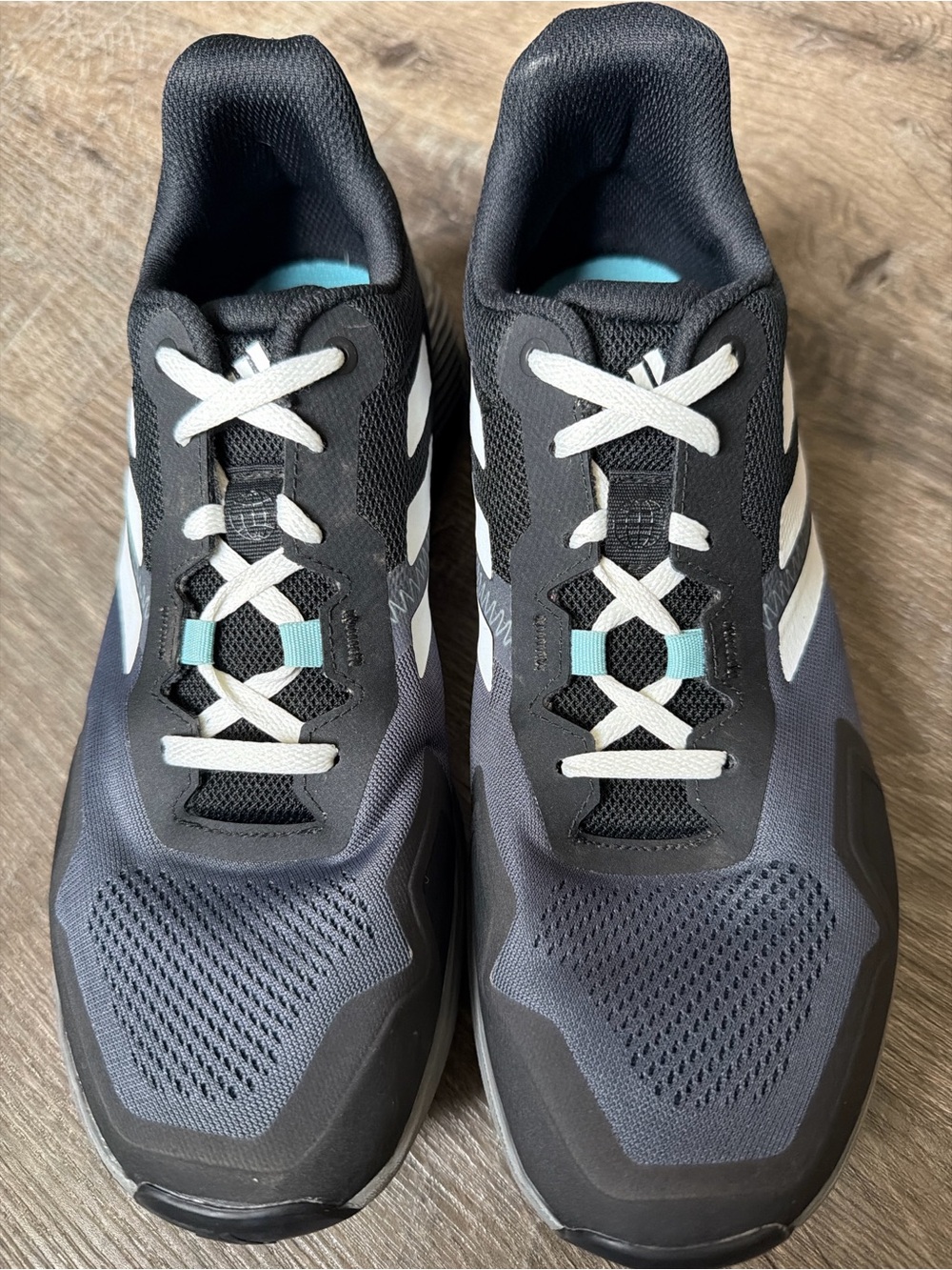 Adidas Terrex Trail Running Shoes Mens 10 Black Gray Aqua Hiking Sneakers